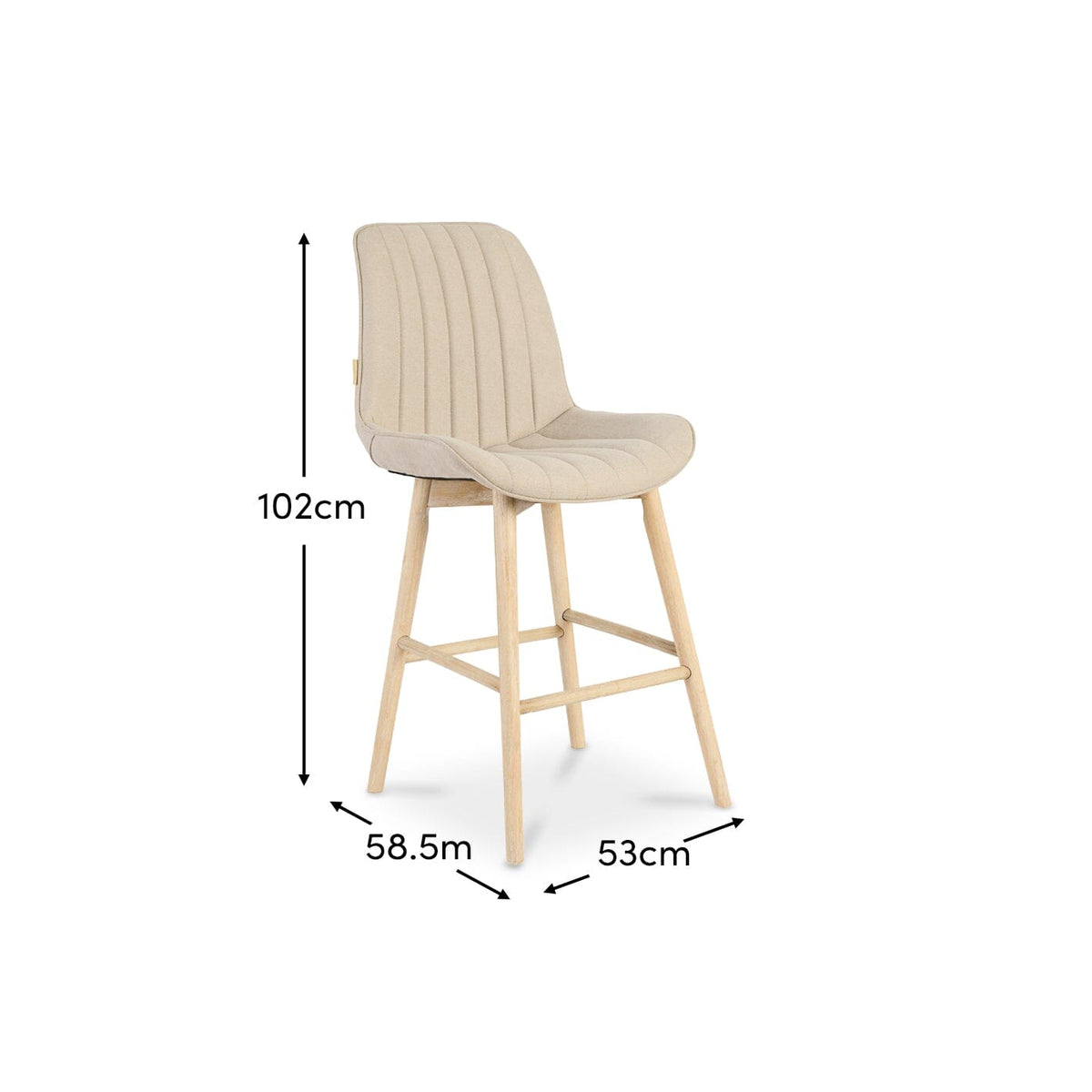 Bella Soft Beige Bar Stool - Whitewash Legs - Laura James