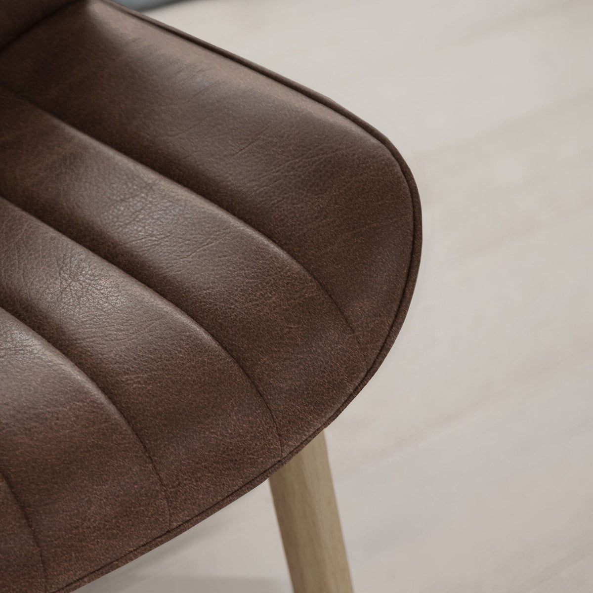 Bella Saddle Brown Dining Chair - Set of 2 - Whitewash Oak Legs - Laura James