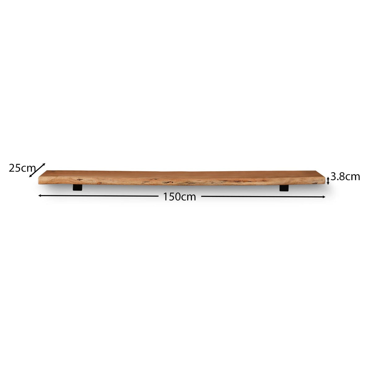 Bosco Natural Acacia Wall Shelf - 150cm - Laura James