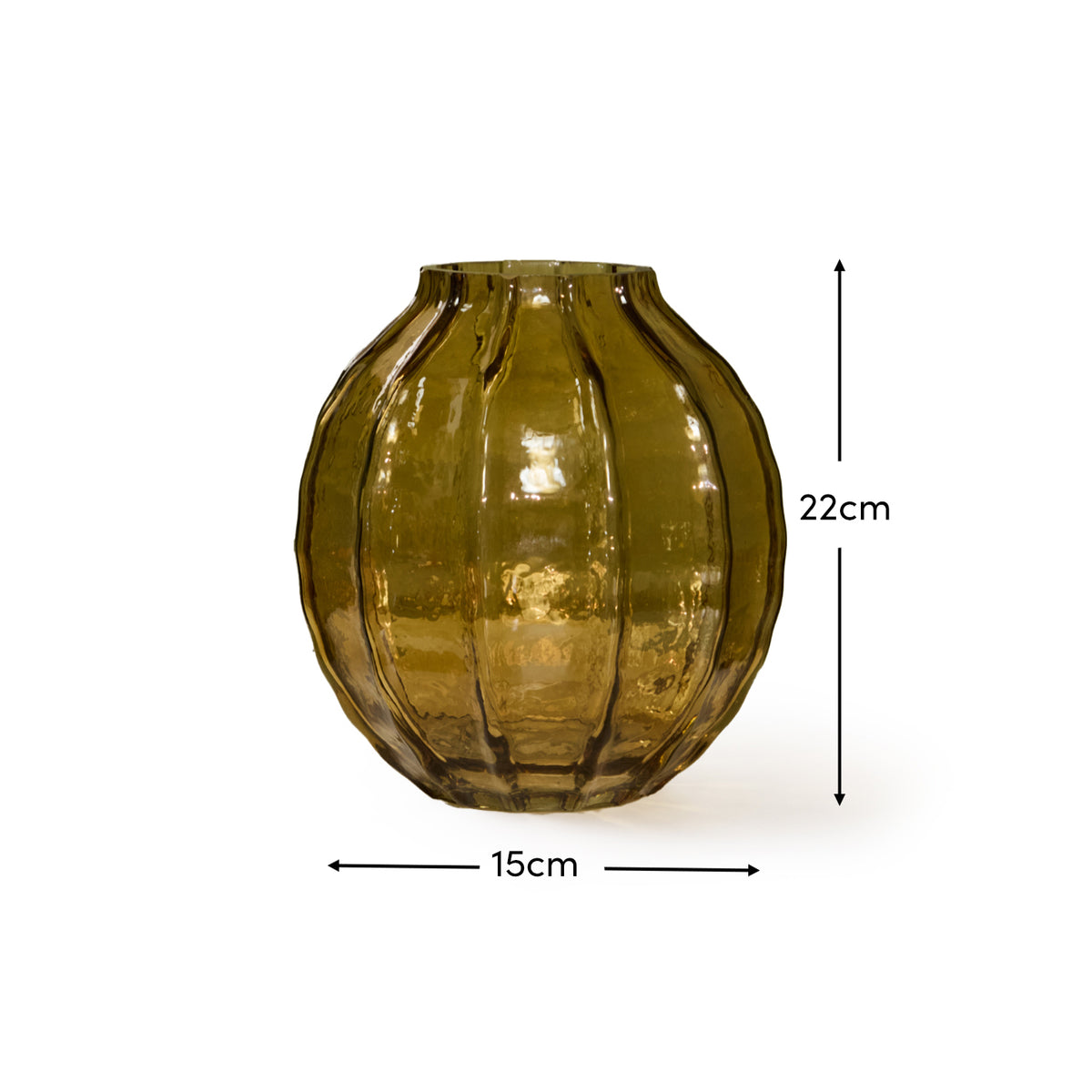 Bray 22cm Glass Vase - Amber Yellow