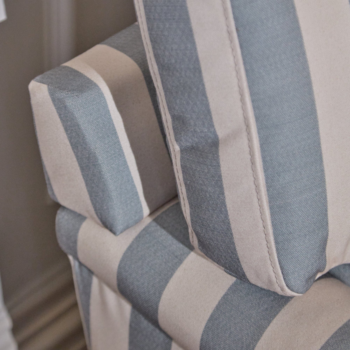 Brea Footstool - Blue Stripe with Whitewash Legs - Laura James - Laura James