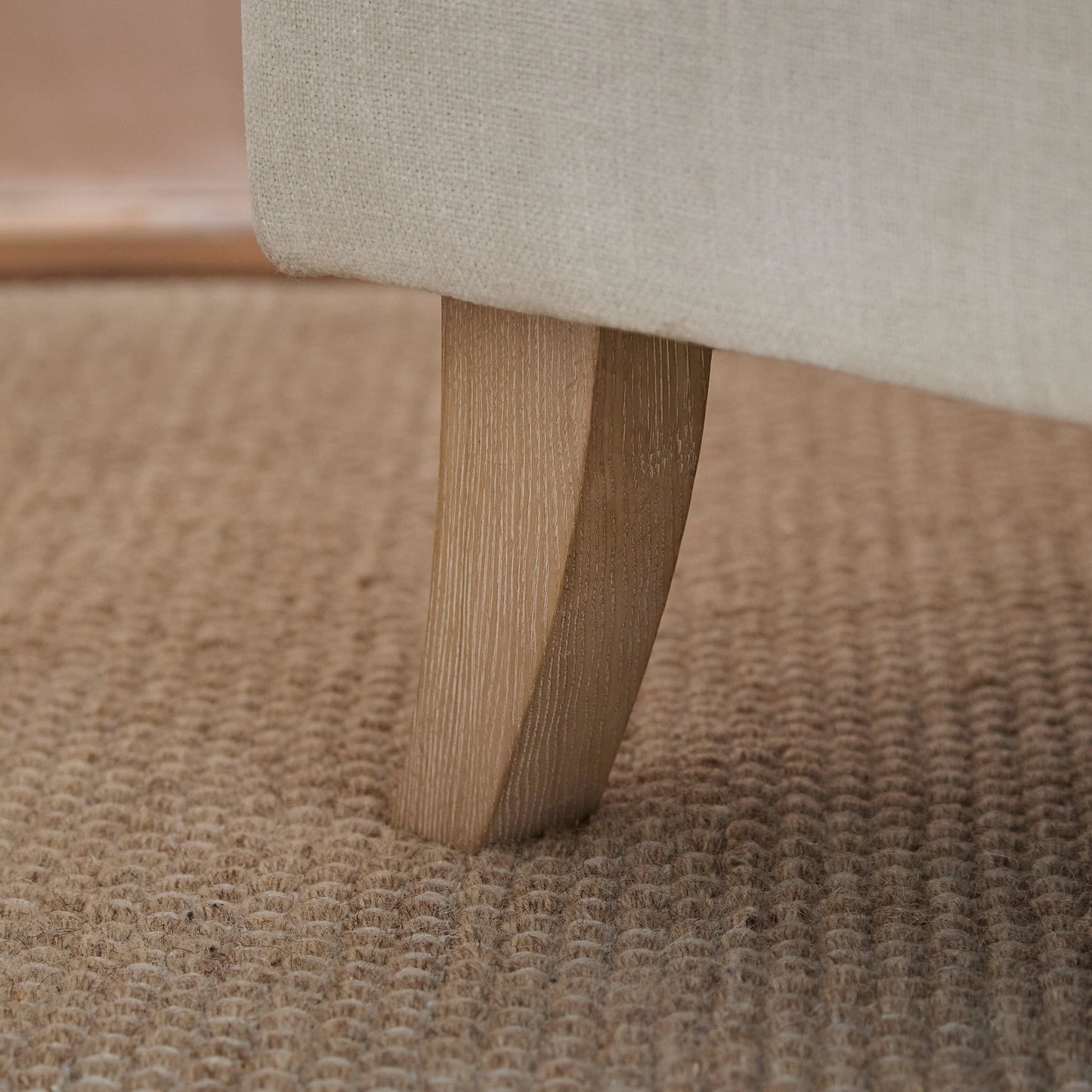 Brea Oyster White Armchair - Whitewash Oak Legs - Laura James