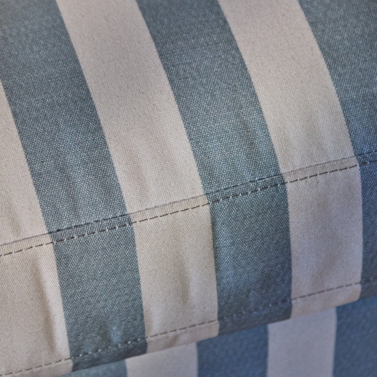 Brea Footstool - Blue Stripe with Whitewash Legs - Laura James