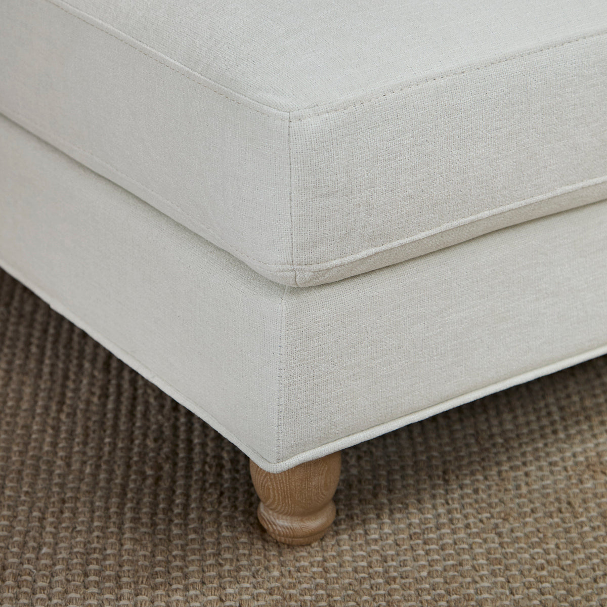 Brea Oyster White Footstool - Whitewash Oak Legs - Laura James