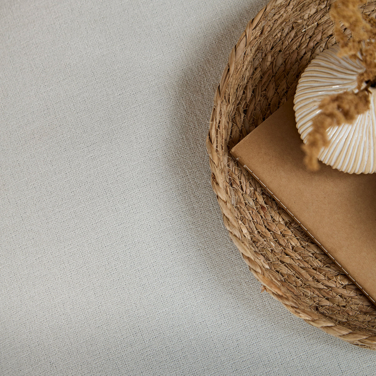 Brea Oyster White Footstool - Whitewash Oak Legs - Laura James