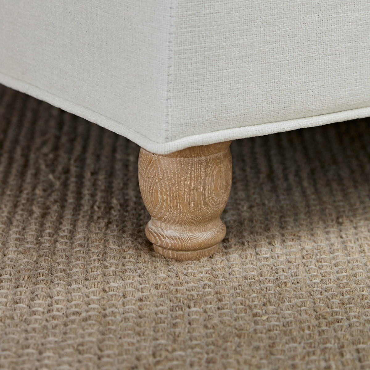 Brea Oyster White Footstool - Whitewash Oak Legs - Laura James