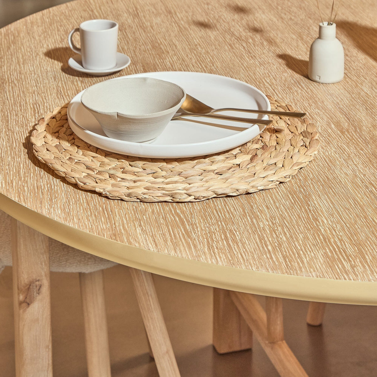Carter Round Dining Table - Whitewash Oak - Laura James
