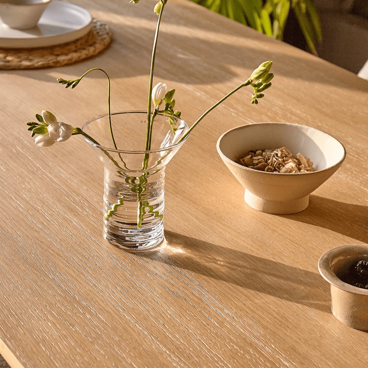Carter Whitewash Rectangular Dining Table with 2 Carter Whitewash Dining Benches - Laura James