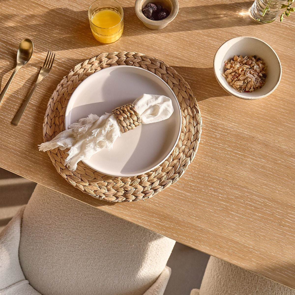 Carter Whitewash Rectangular Dining Table with 6 Freya Boucle Dining Chairs with Whitewash Legs - Laura James
