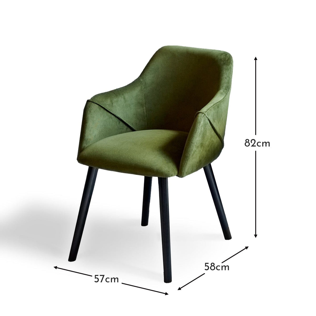Freya Fern Green Dining Room Armchair - Black Oak Legs - Laura James