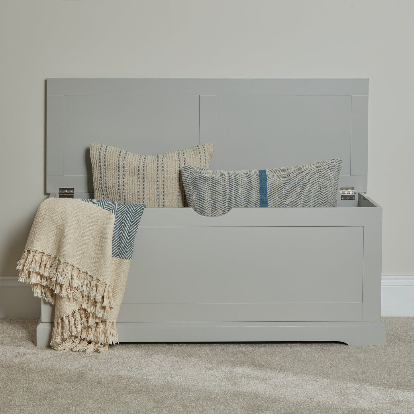 Crofton Cotton Herringbone Throw - Horizon Blue