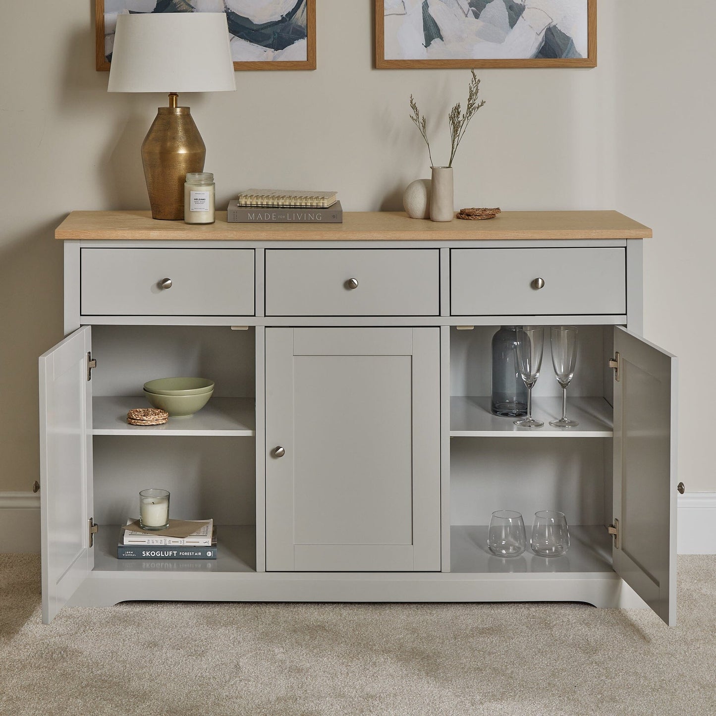 Chatsworth Sideboard - 130cm - Linen Grey - Laura James