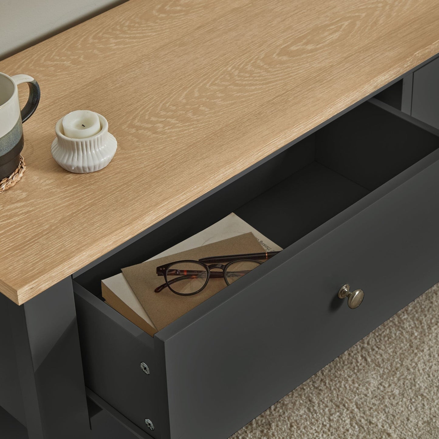 Chatsworth TV Bench - Slate Grey - Laura James