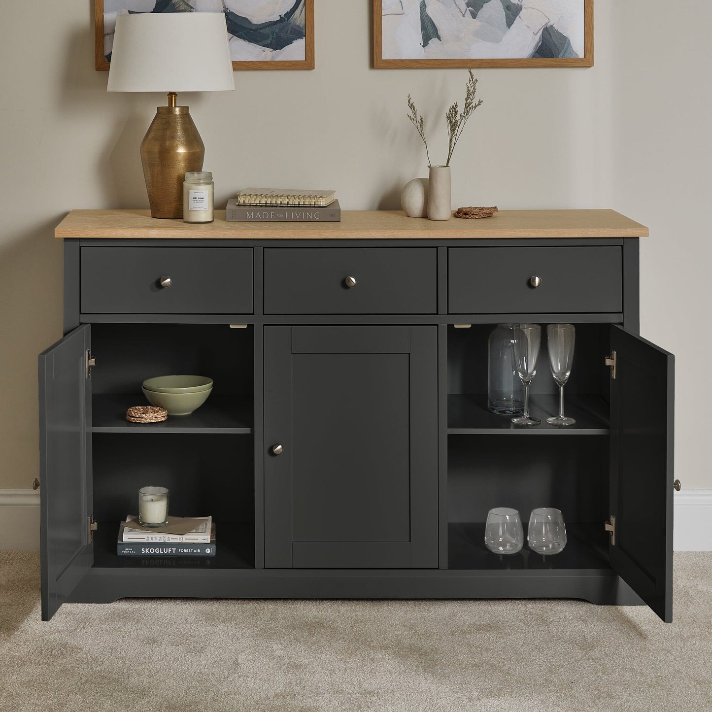 Chatsworth Sideboard - 130cm - Slate Grey - Laura James