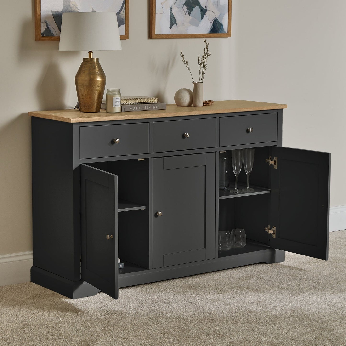 Chatsworth Sideboard - 130cm - Slate Grey - Laura James