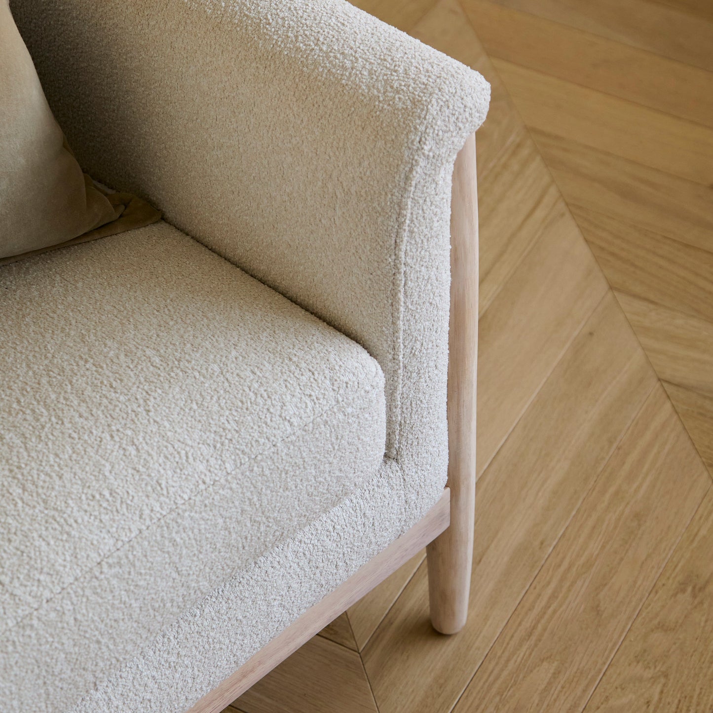 Carter Beige Boucle Occasional Armchair - Whitewash Legs - Laura James