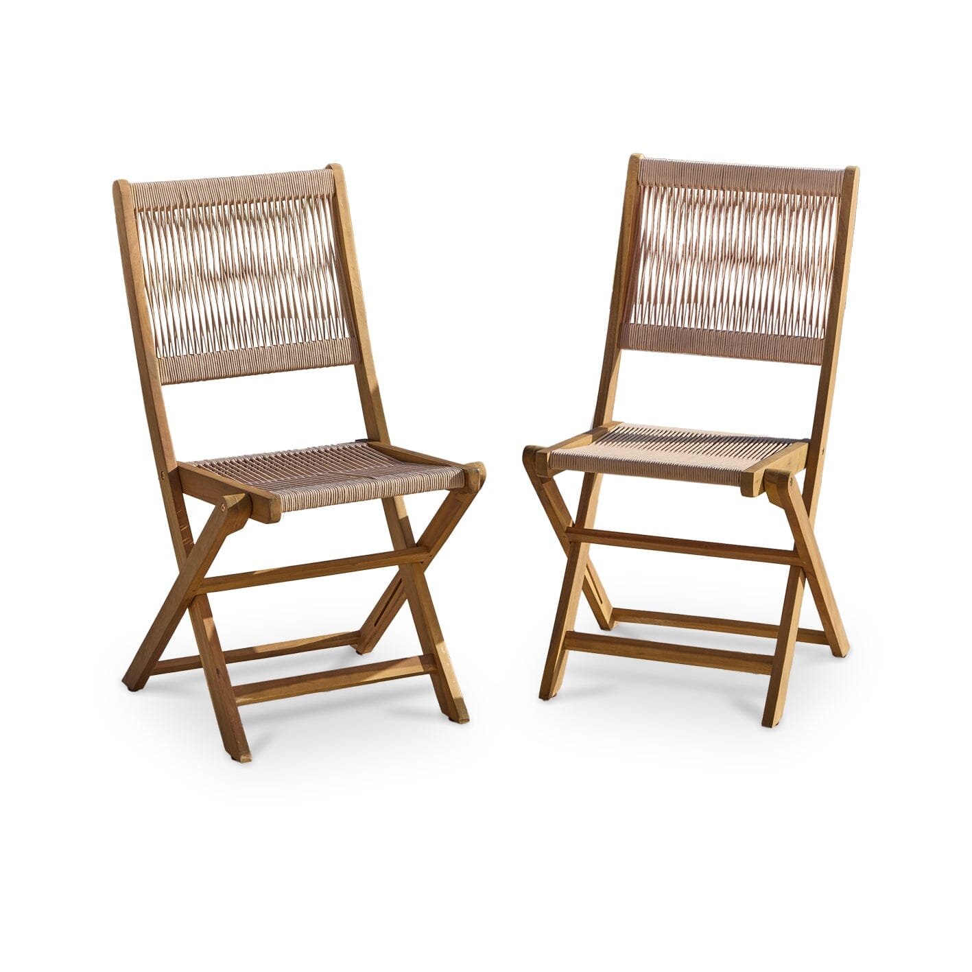 Cove Whitewash Rope Chair with Natural Rope - Set of 2