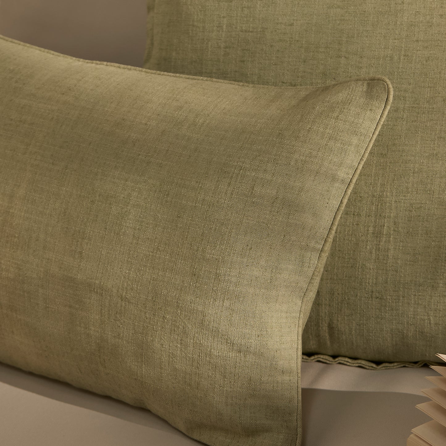 Camber 35x55cm Outdoor Cushion Cover - Sage Green with Off White Piping - Laura James