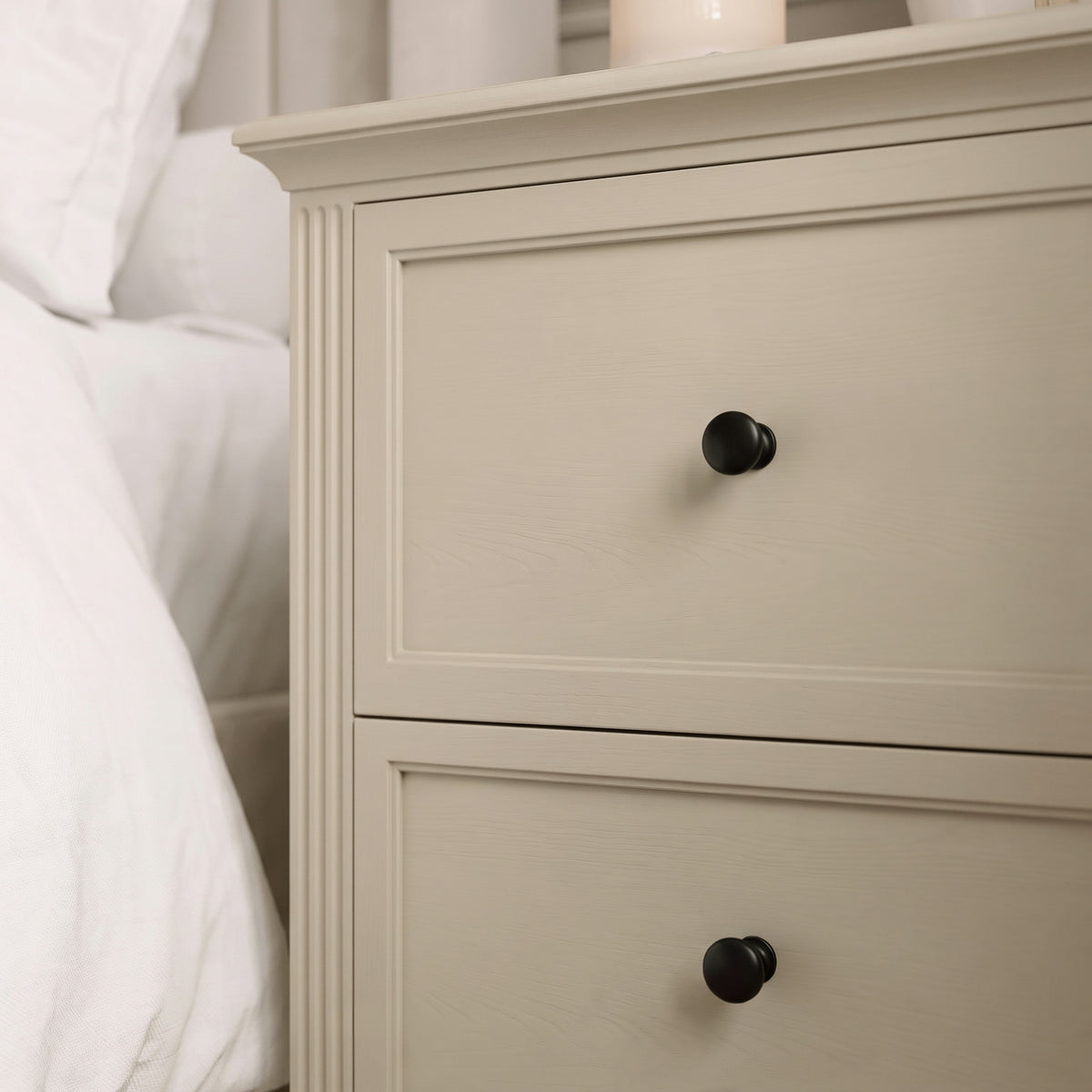 Cambrie 47cm 2 Drawer Bedside Table - Oatmeal
