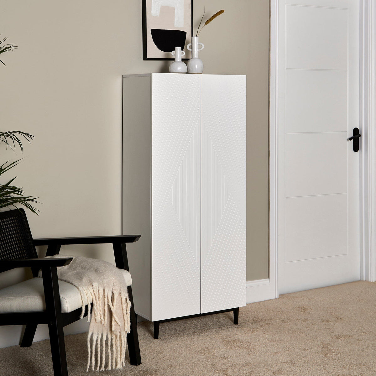 Jack Shoe Cabinet - Geometric - White