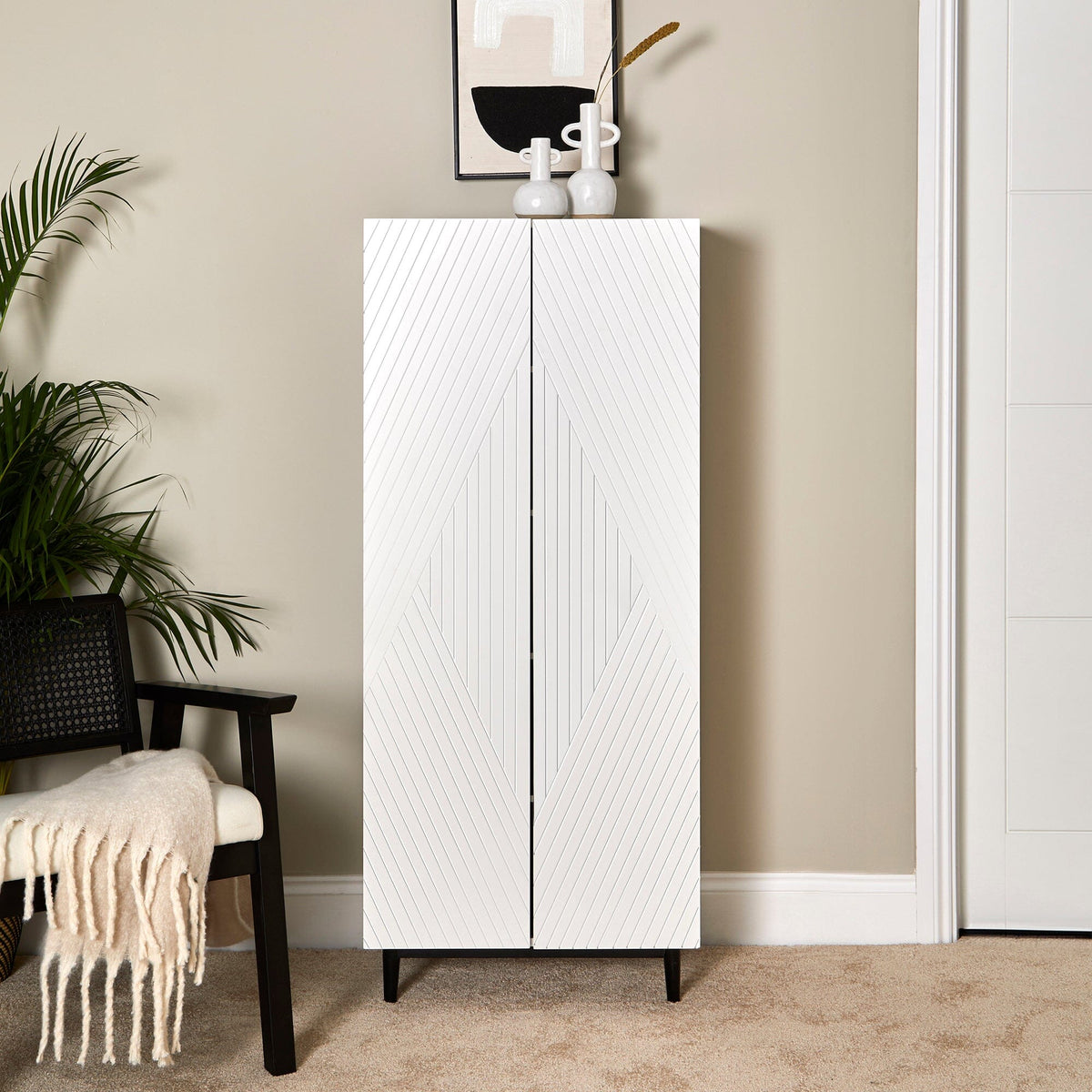 Jack Shoe Cabinet - Geometric - White