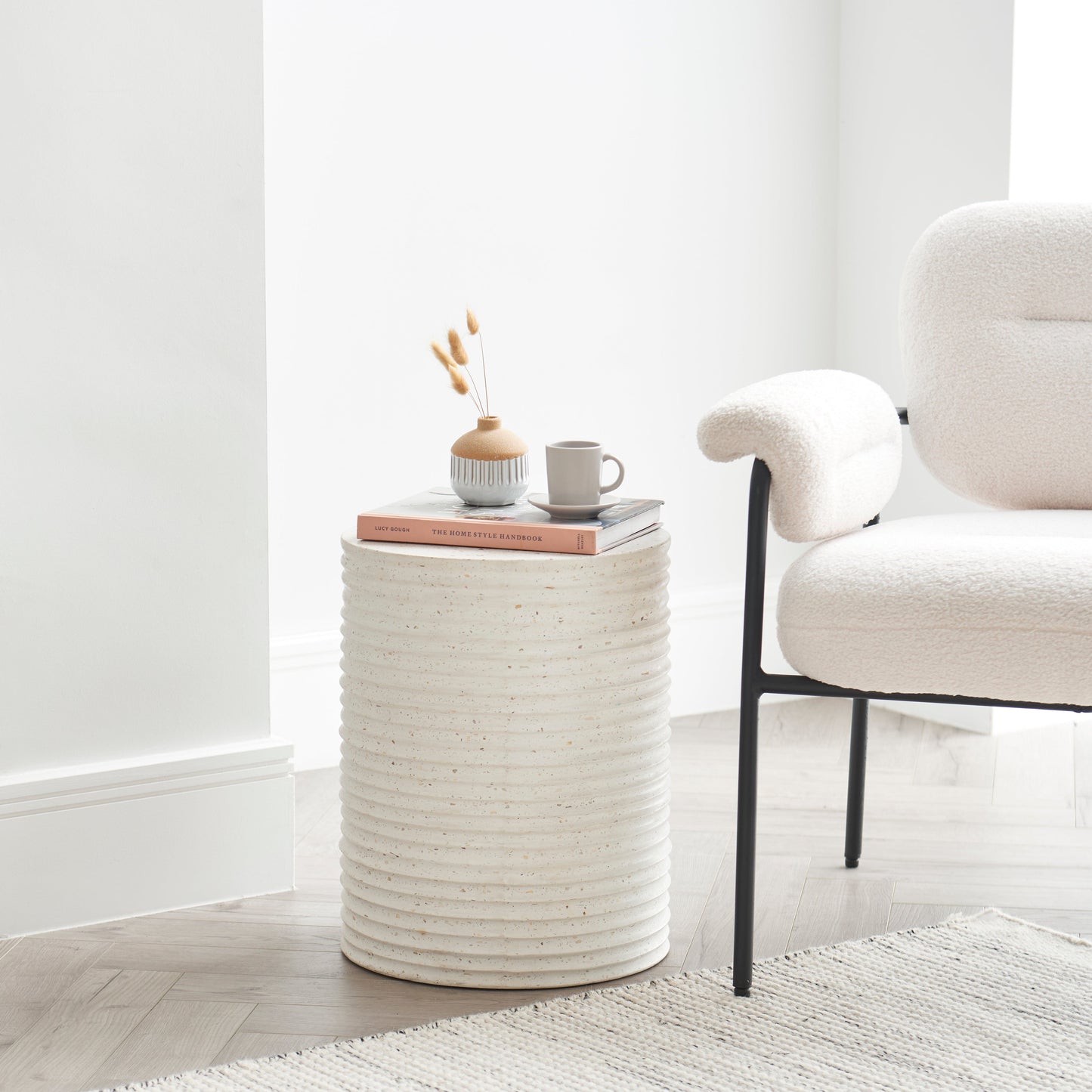 Carlotta Round Concrete Side Table - Pearl Terrazzo