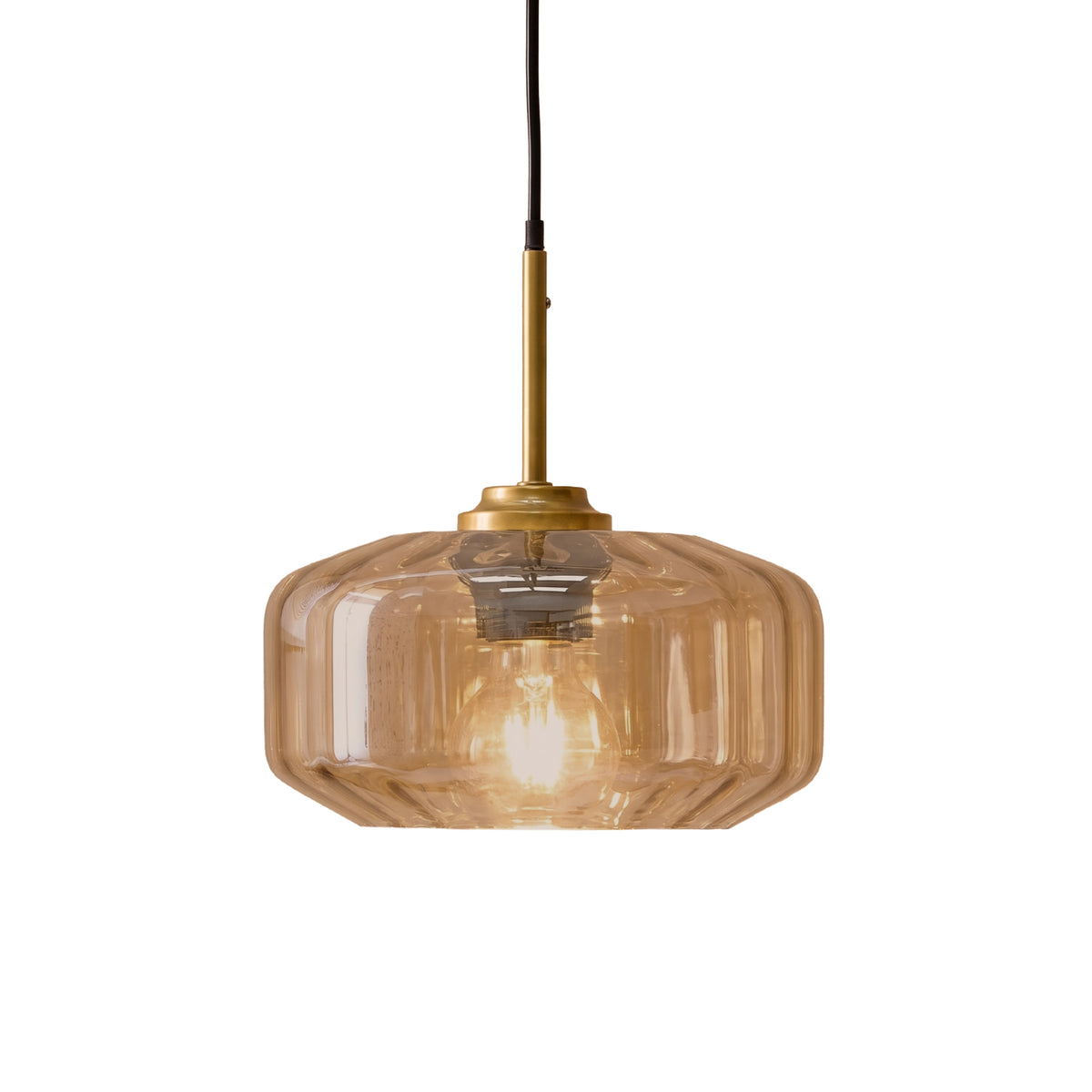 Carrick 22cm Glass Pendant Light - Champagne Glass and Satin Gold