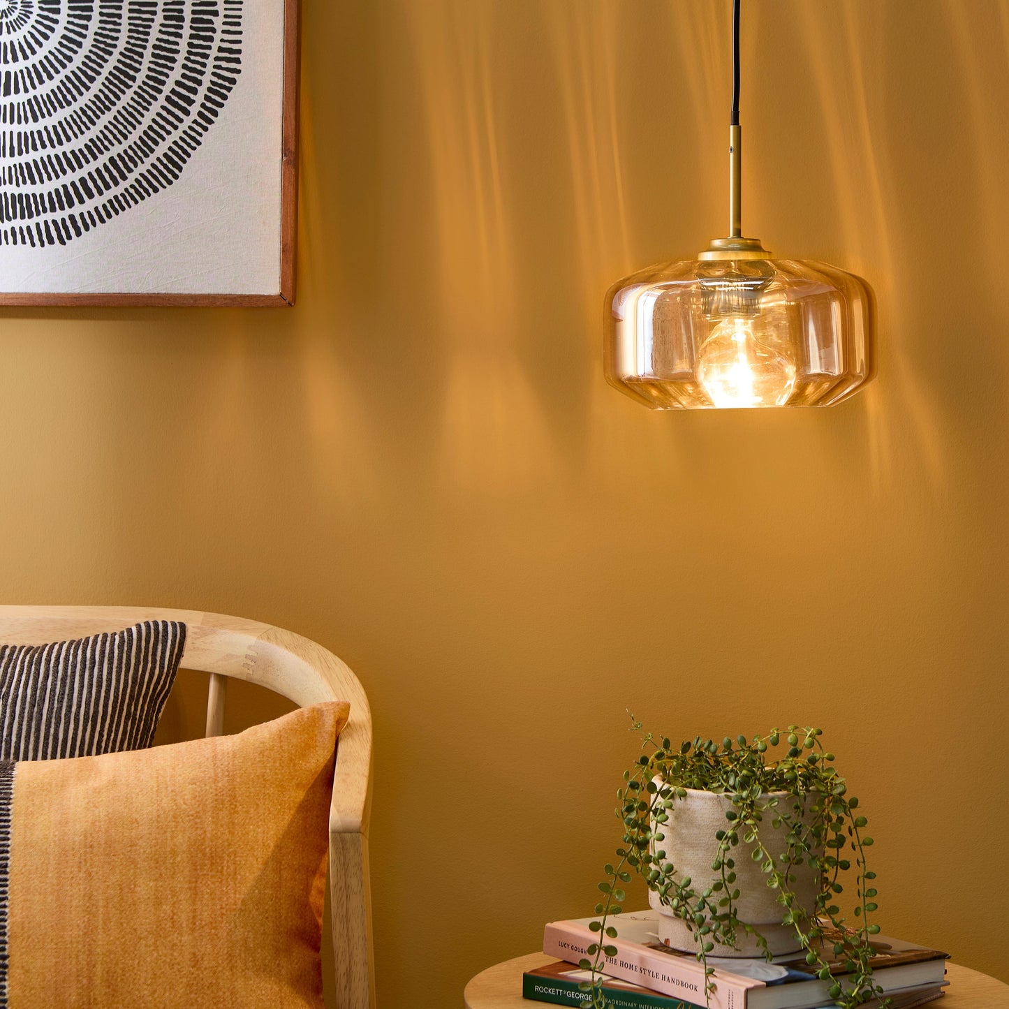 Carrick 22cm Glass Pendant Light - Gold - Laura James