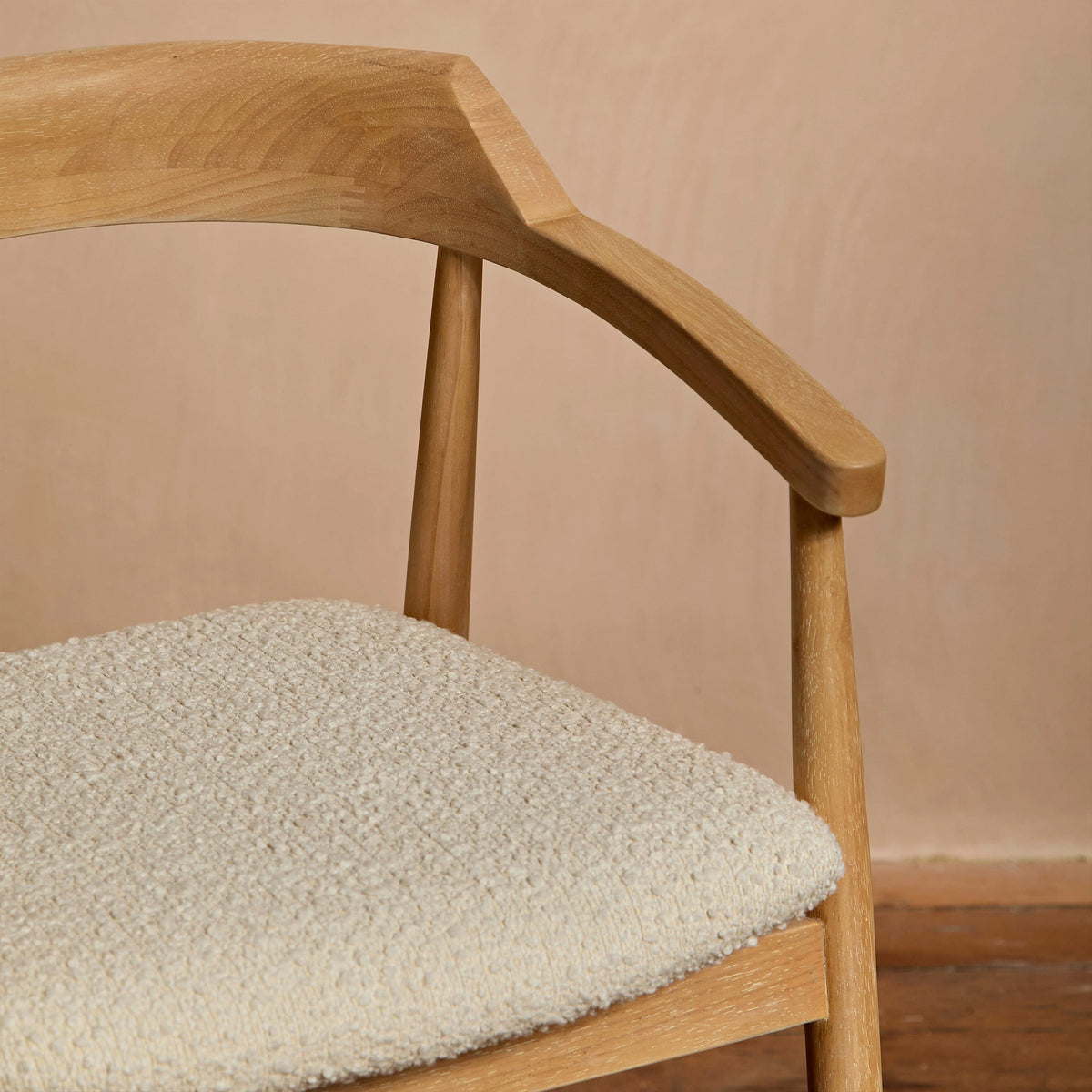Carter Boucle Bar Stool - Whitewash Oak Legs
