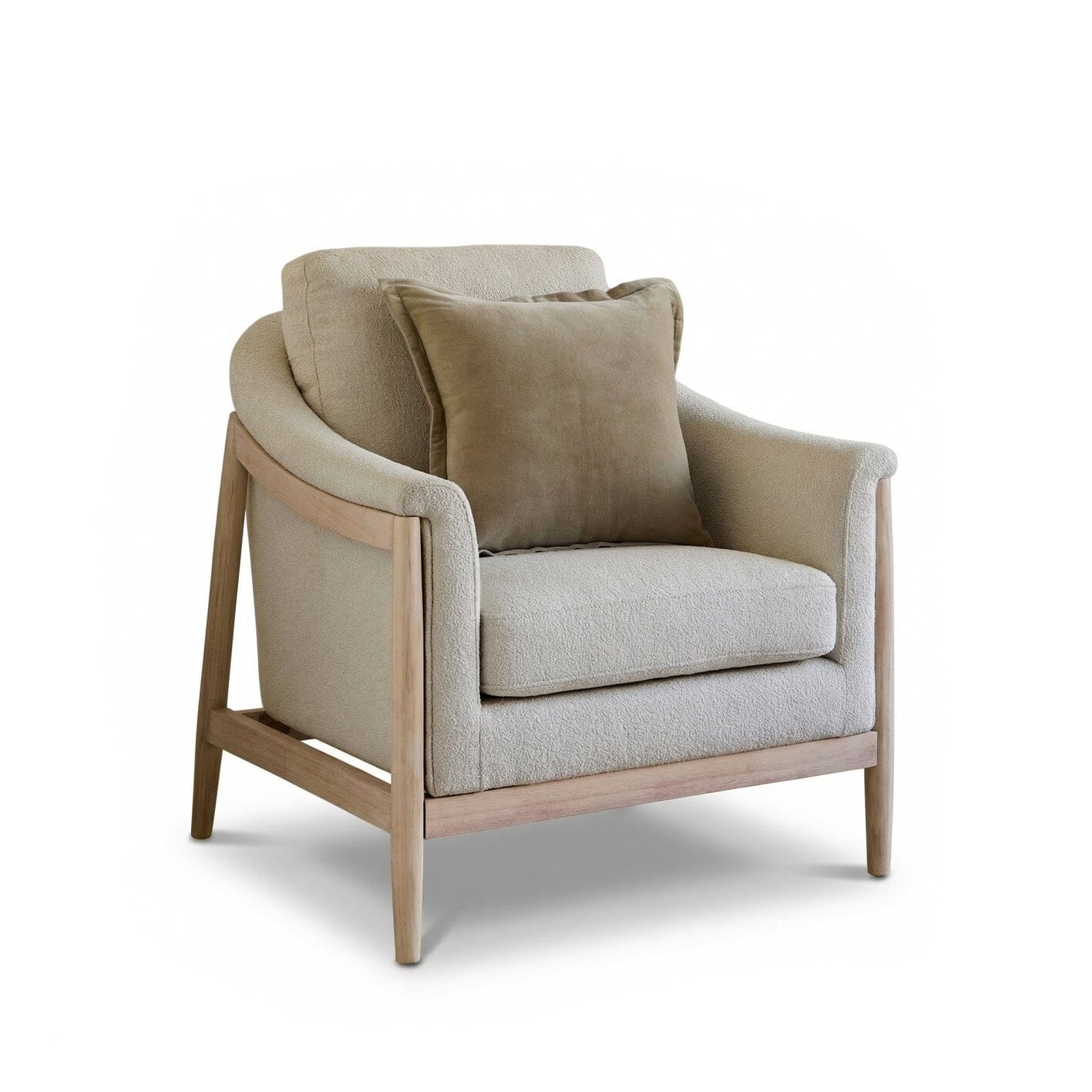 Carter Beige Boucle Occasional Armchair - Whitewash Legs - Laura James