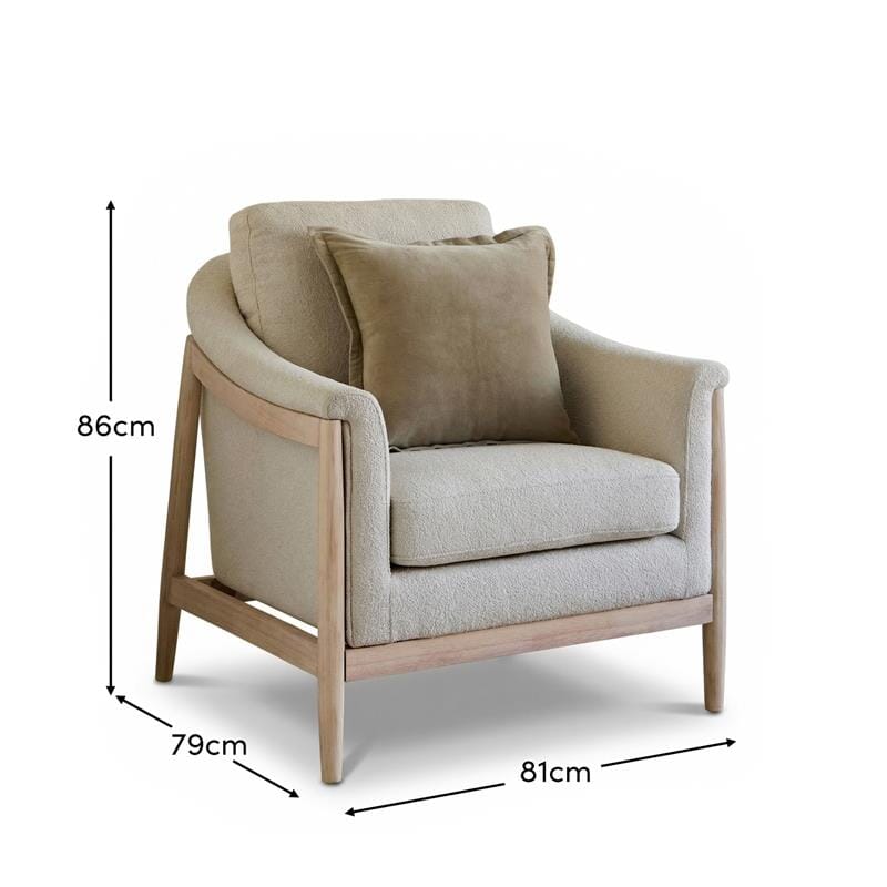 Carter Beige Boucle Occasional Armchair - Whitewash Legs - Laura James