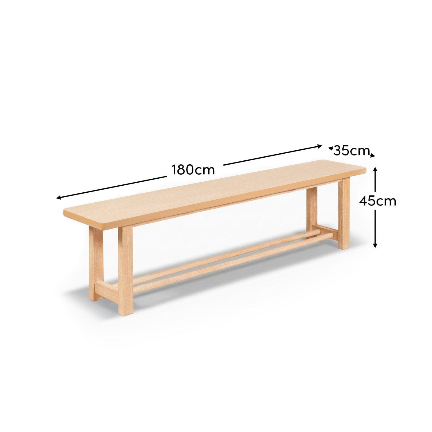 Carter 2 Seater Dining Bench - Whitewash Oak - Laura James