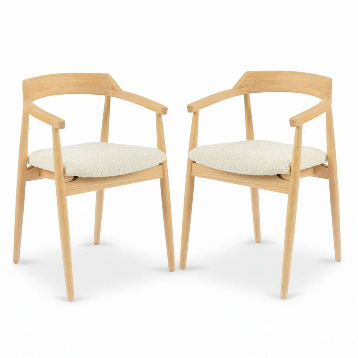 Carter Boucle Dining Armchairs - Set of 2 - Whitewash Oak Legs - Laura James