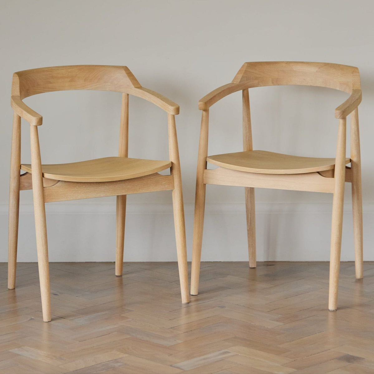 Carter Whitewash Oak Dining Armchair - Set of 2 - Laura James