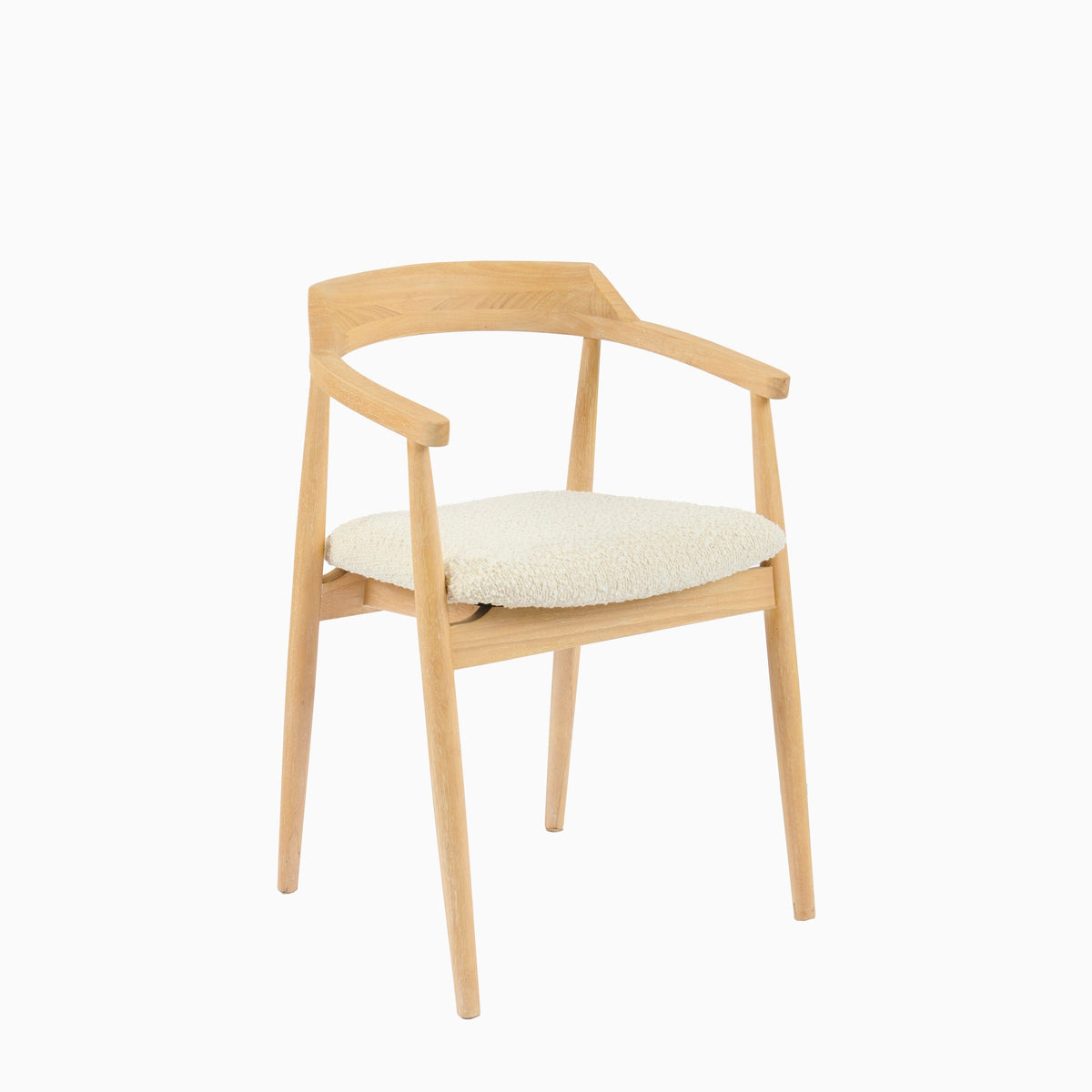 Carter Boucle Dining Armchairs - Set of 2 - Whitewash Oak Legs - Laura James