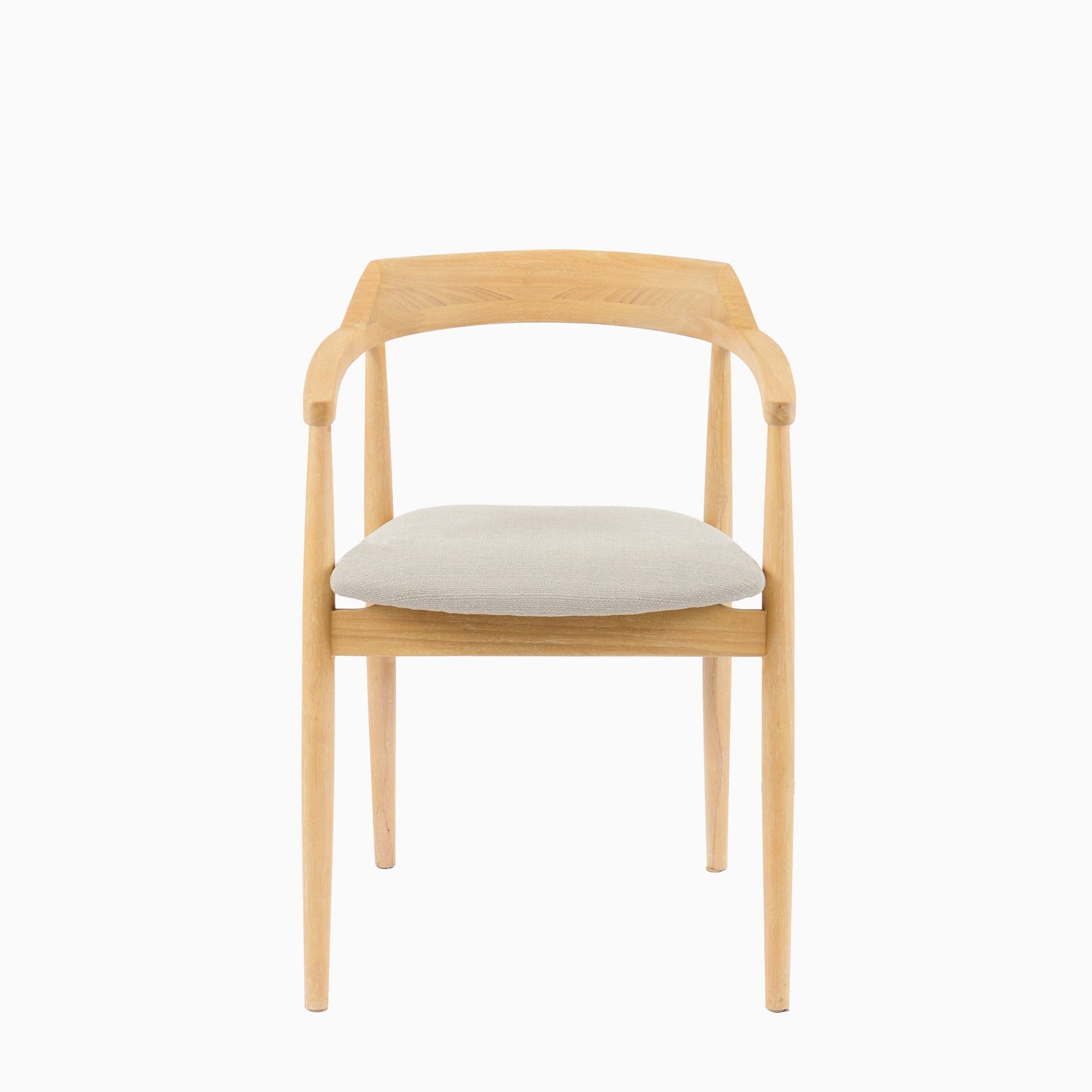 Carter Fawn Linen Dining Armchairs - Set of 2 - Whitewash Oak Legs - Laura James