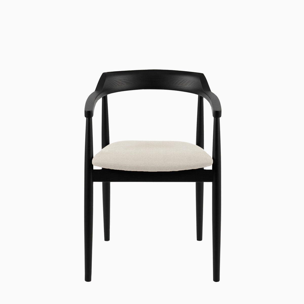 Carter Fawn Linen Dining Armchairs - Set of 2 - Black Oak Legs - Laura James