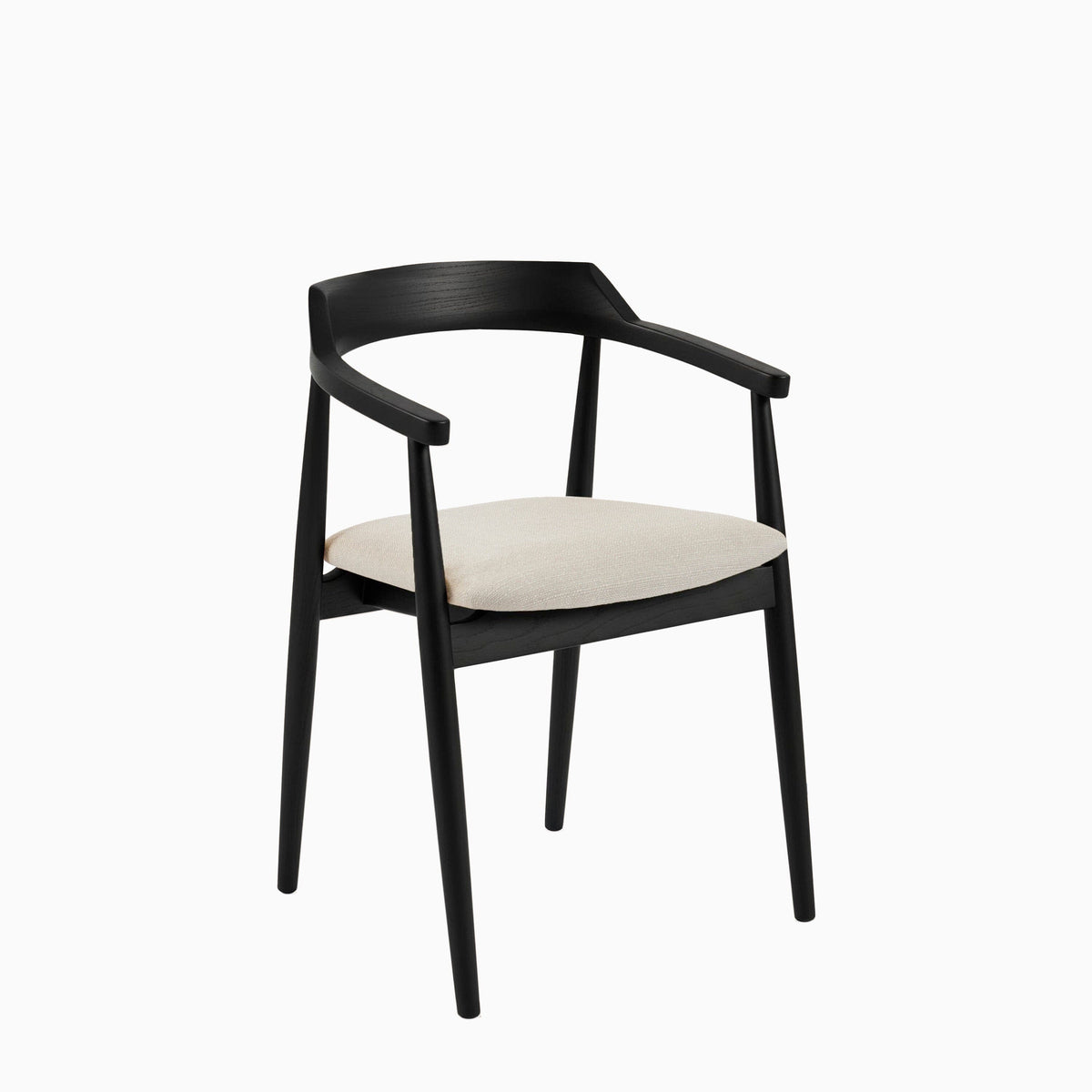 Carter Fawn Linen Dining Armchairs - Set of 2 - Black Oak Legs - Laura James