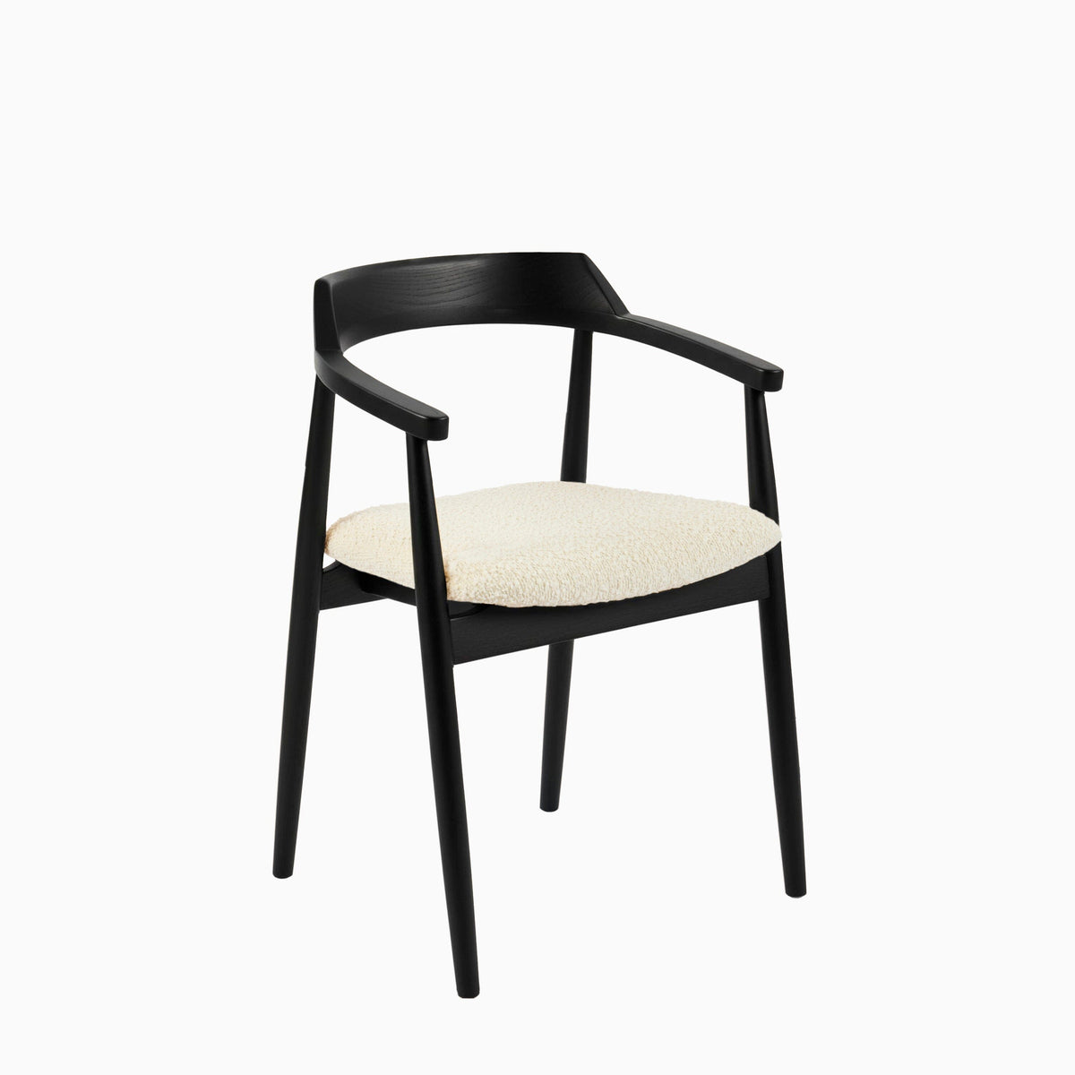 Carter Boucle Dining Armchairs - Set of 2 - Black Oak Legs - Laura James