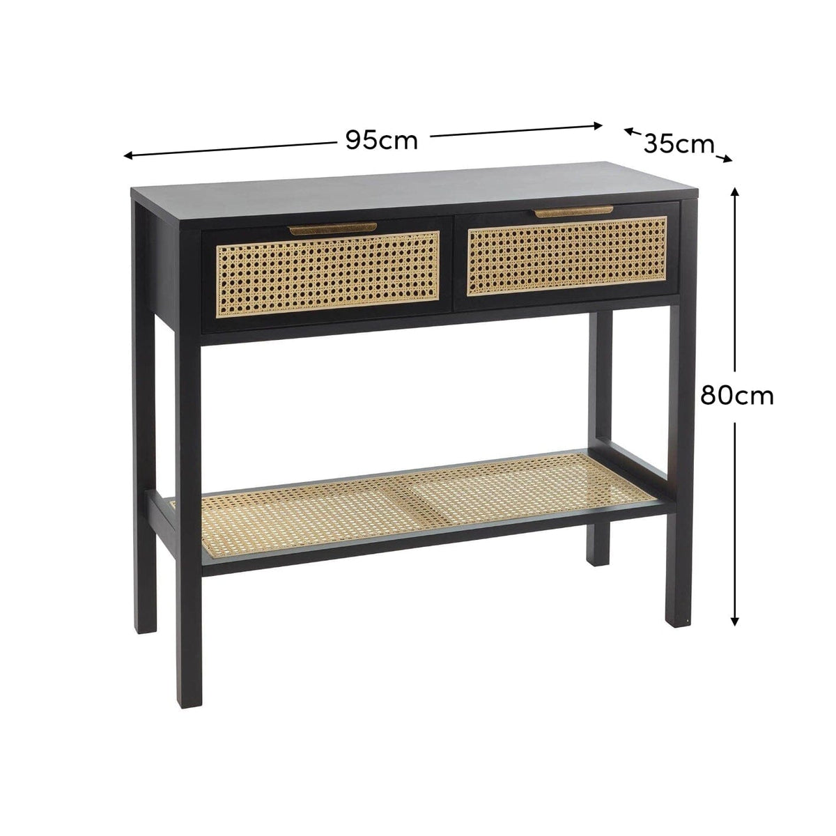 Charlie console table - cane front - black - Laura James