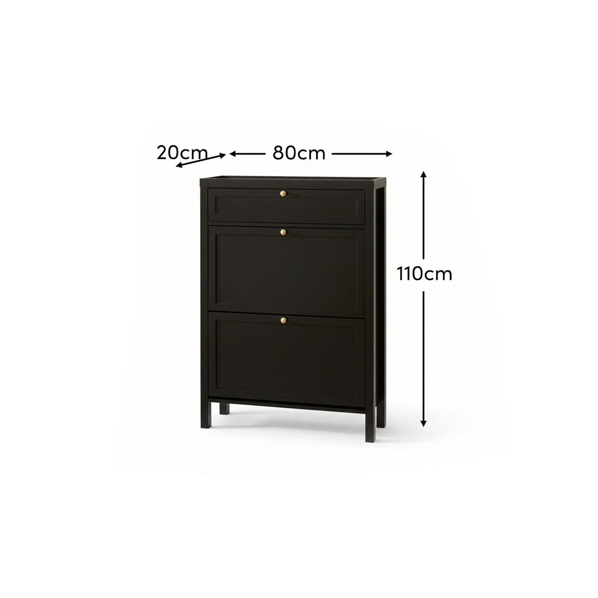 Charlie 2 Door 1 Draw Shoe Cabinet - Noir Black - Laura James