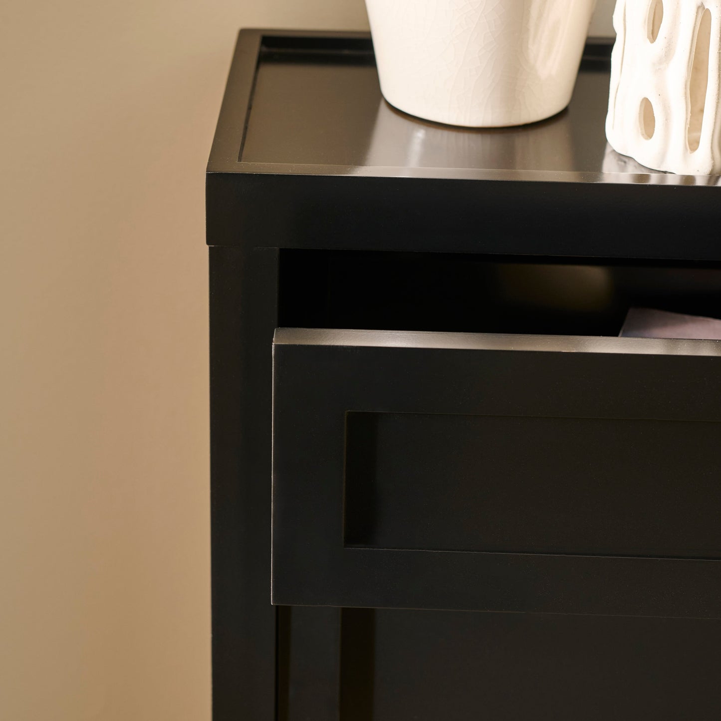 Charlie 2 Door 1 Draw Shoe Cabinet - Noir Black - Laura James