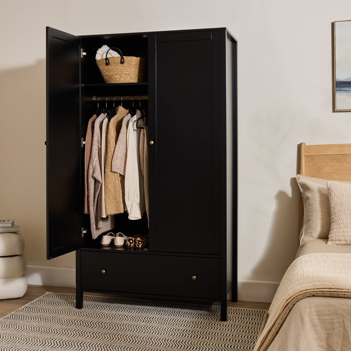 Charlie Double Wardrobe - Black - Laura James