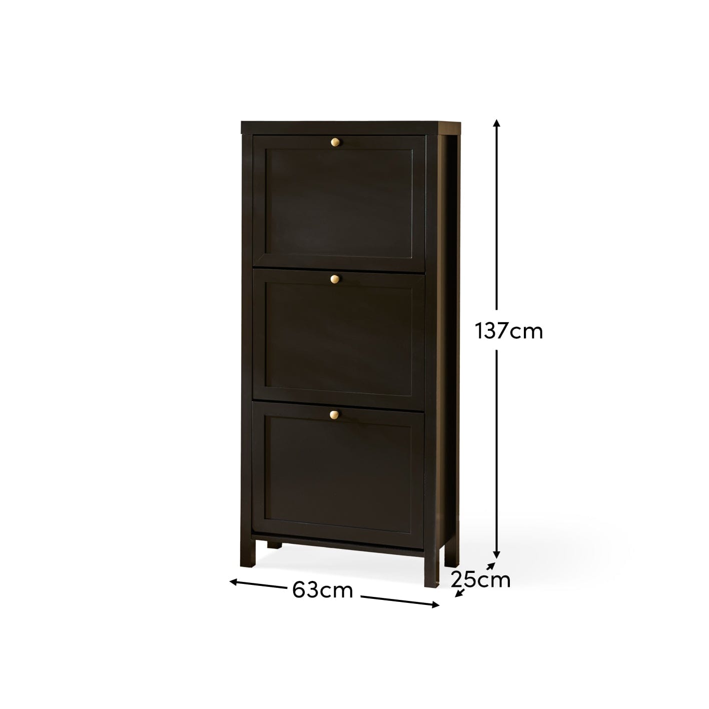 Charlie 3 Door Shoe Cabinet - Noir Black- Laura James