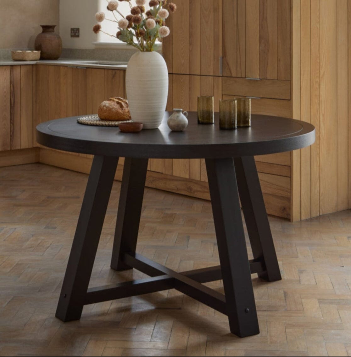 Charlotte Black Oak Round Dining Table - Laura James
