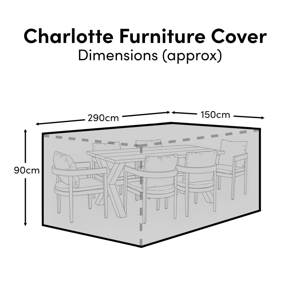Charlotte 6 Seater Wooden Garden Dining Set with 6 Imani Dining Chairs - Whitewash - Laura James