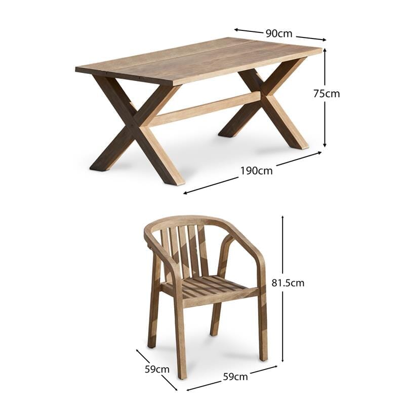 Charlotte Wooden 5 Seater Dining Table Set with Shiro Chairs - Laura James