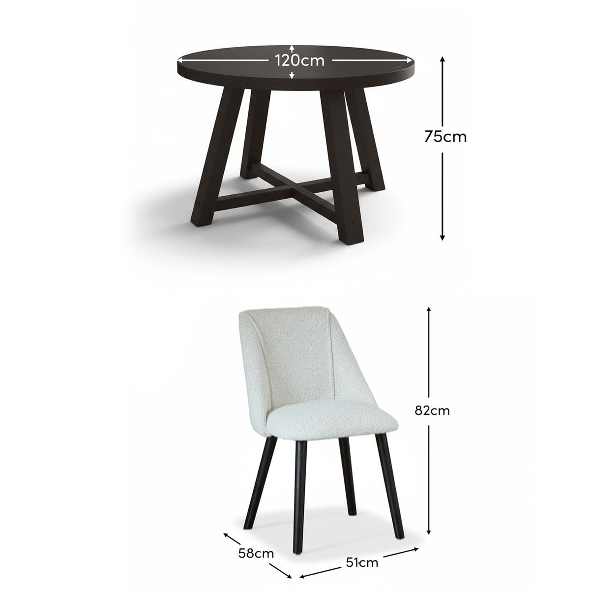 Freya Oat Boucle Dining Chair - Set of 2 - Black Oak Legs - LAURA James