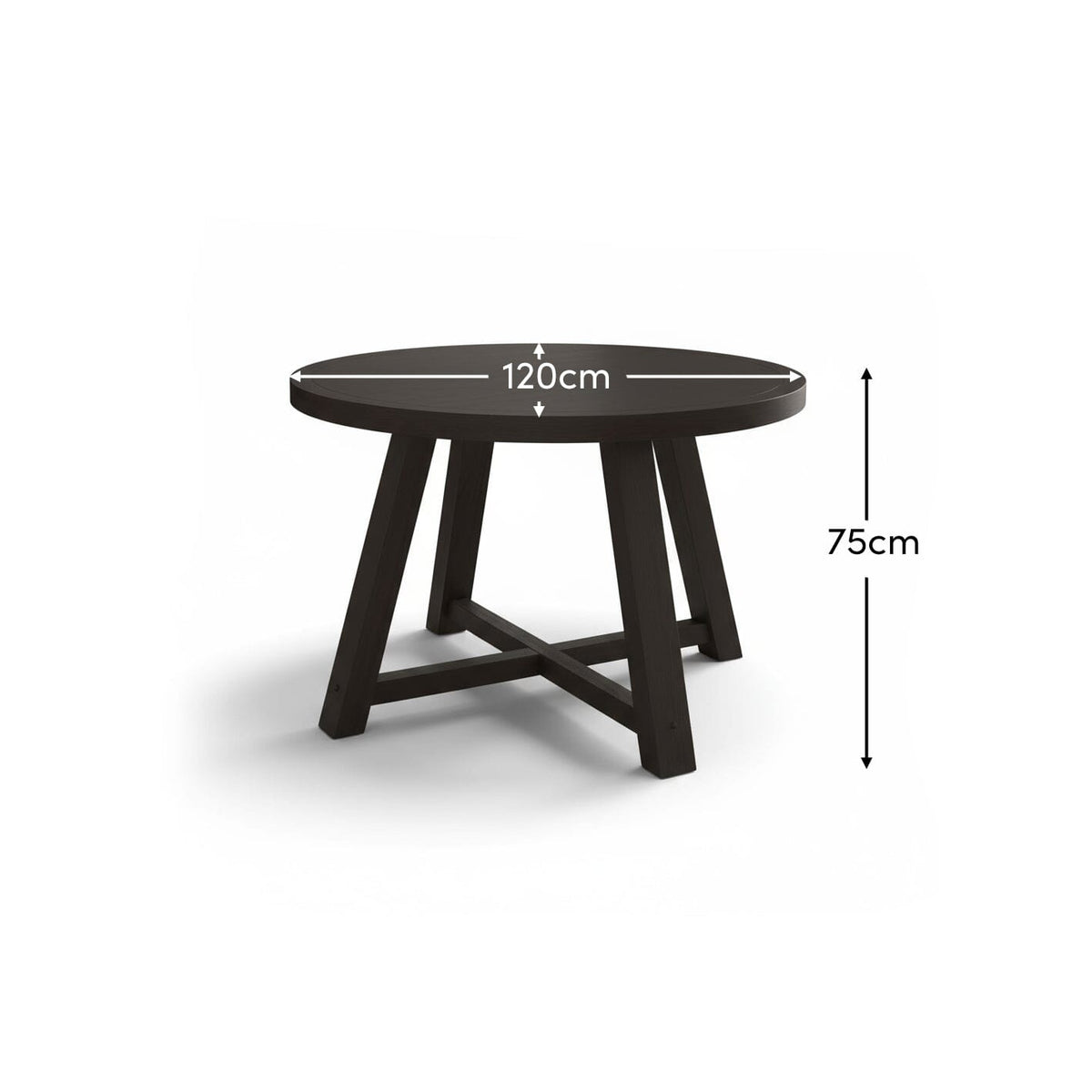 Charlotte Black Oak Round Dining Table Set - 4 Seater - Ella Black Oak Carver Chairs - Fawn Linen - Laura James