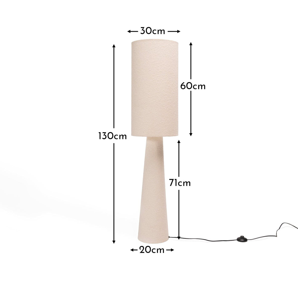 Chattendon 130cm Floor Lamp - Ivory Boucle - Laura James